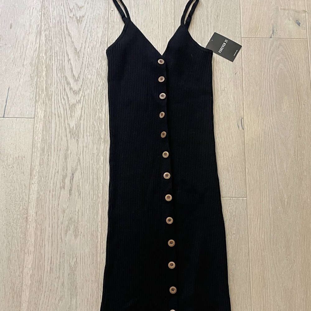 F21 Forever 21 Ribbed Button-Front Midi Dress